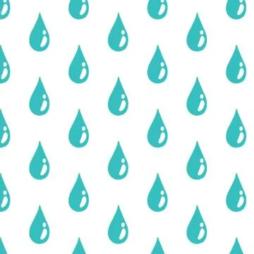 Water drop seamless doodle pattern, vector color illustration Illustrazione stock