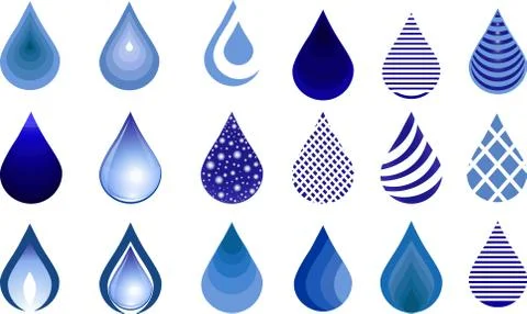 Water drop set, blue drop buttons Stock Illustration