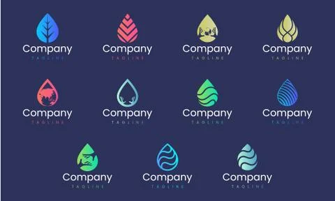 Water drop shape abstract logo design template. Set of graphic elements, suit 스톡 일러스트