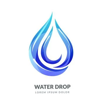 Water drop shape, blue gradient icon isolated on white background. Logo sig.. Stock Illustration