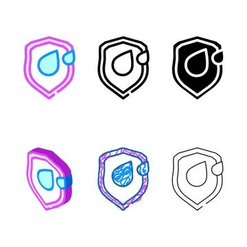 Water drop on shield color stylized icon vector 库存插图