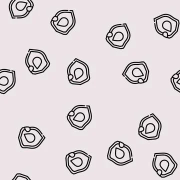Water drop on shield line vector seamless pattern Stock Illustration