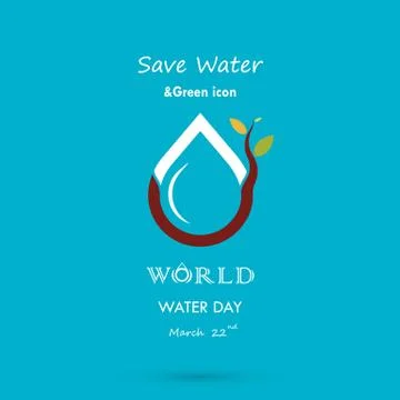 Water drop with small tree icon vector logo design template.World Water Day.. Stock Illustration