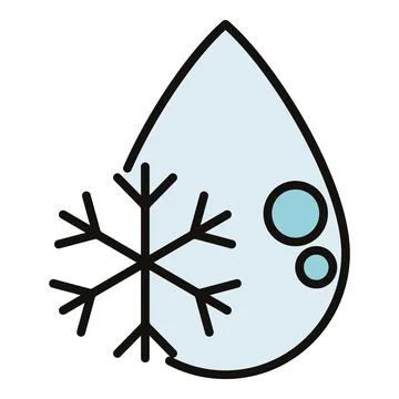 Water drop with snowflake indicating cold weather icon Stock Illustration