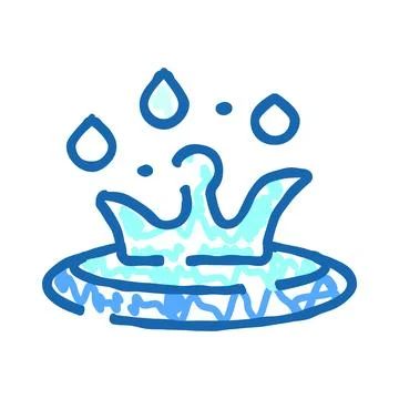 Water drop splash forming liquid crown doodle Stock Illustration