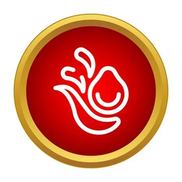 Water drop splash icon on red button Stock Illustration