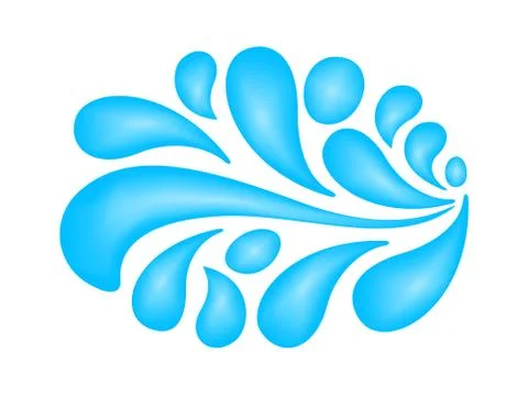 Water drop splash isolated on white background, splash of water for element l Illustrazione stock