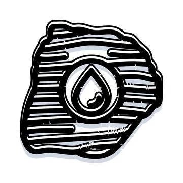 Water drop symbol on striped irregular shape Stock Illustration