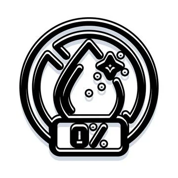 Water drop symbol with zero percent additives Stock Illustration