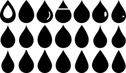 Water drop symbols in multiple filled shapes Stock Illustration