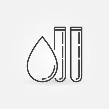 Water Drop with Test Tubes line vector Pollution icon Illustration
