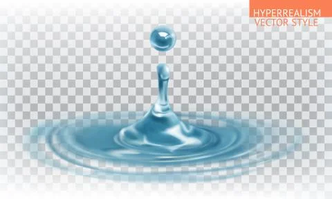 Water drop with transparency, hyperrealism vector style Stock Illustration