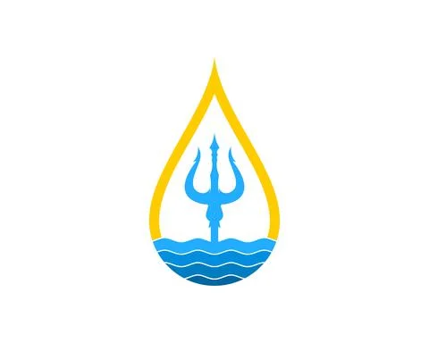 Water drop with trident in the middle イラスト素材