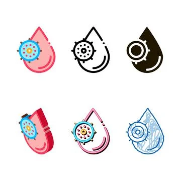 Water drop virus icon vector outline series Stock Illustration