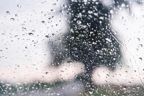 Water drop on windshield in selective focus Stock Photos