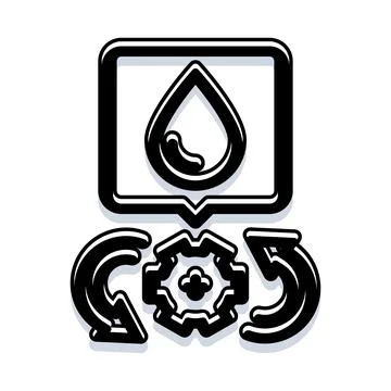 Water drop within square message bubble illustrating recycling process Stock Illustration