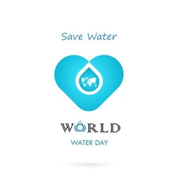 Water drop with world icon vector logo design template.World Water Day idea.. Illustrazione stock