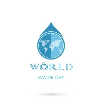 Water drop with world icon vector logo design template.World Water Day idea.. Stock Illustration