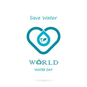Water drop with world icon vector logo design template.World Water Day idea.. Stock Illustration