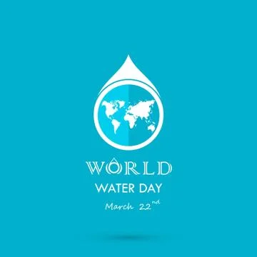 Water drop with world icon vector logo design template.World Water Day icon.. Stock Illustration
