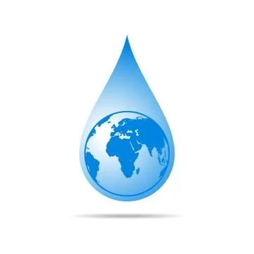 Water drop with a world map. Vector illustration. Stock Illustration