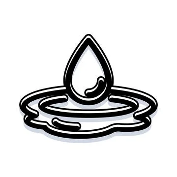 Water droplet falling creating a splash ripple icon Stock Illustration