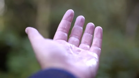 Water Droplet on Hand - Graded Version (Color) Stock Footage 296144631