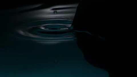 Water Droplet Impacting Surface in Darkness. Stock Footage 276091449