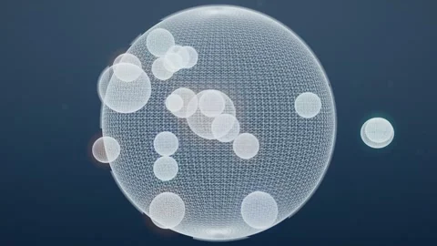 Water droplet ions wireframe schematic soft grey studio loop Stock-Footage 342497650