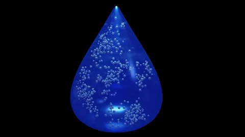 Water droplet with particles inside. 3d animation render Stock Footage 269012304