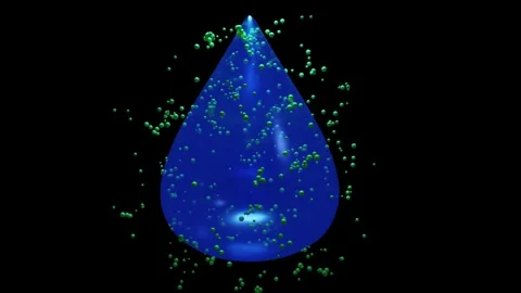 Water droplet with particles inside. 3d animation render Stock Footage 269012309