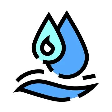 Water droplets falling into a liquid surface icon Stock Illustration