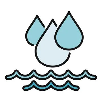 Water droplets falling onto ocean waves icon design Illustrazione stock
