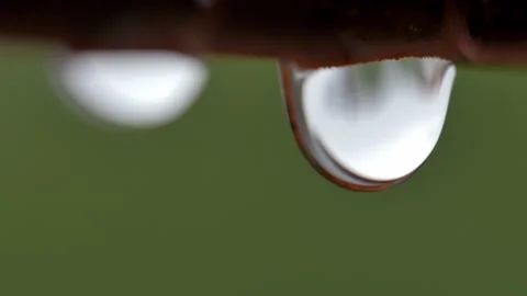 Water Droplets Falling From the Roof During Thunderstorm Close Up Stock Footage 202121663