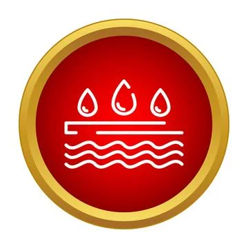 Water droplets falling onto a wavy surface icon Stock Illustration