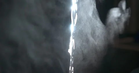 Water Droplets Flowing Over Black Angus Cattle Hide, Barn Stock Footage 344011699