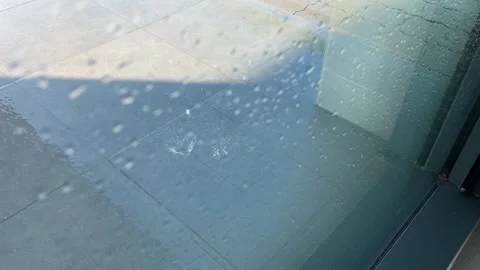 Water Droplets on Glass Panel During Rain Video stock 342606814