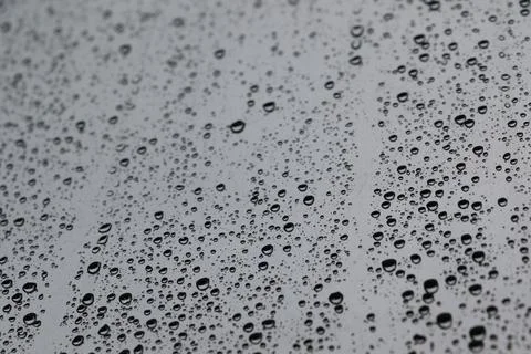 Water Droplets on Gray Surface, Close-up View of Condensation Stock Photos