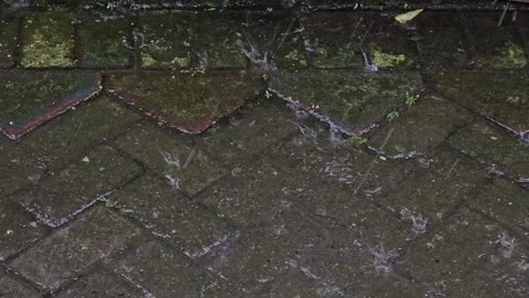 Water droplets or raindrops fall on a street Stock Footage 310923014