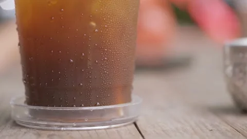 Water droplets on plastic cup surface. Stock Footage 171782994