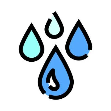 Water droplets representing rain, sweat, and humidity icon Stock Illustration