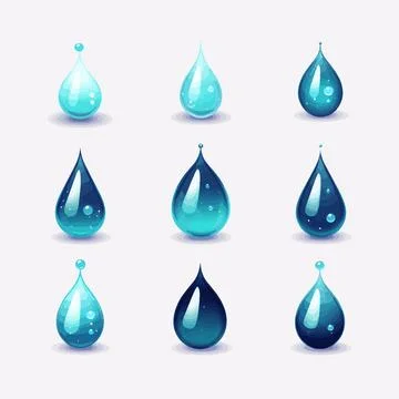 Water droplets set vector isolated on white Stock Illustration