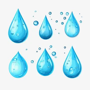 Water droplets set vector isolated on white Stock Illustration
