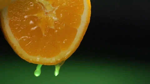 Water Dropping On An Orange Slice , Fruit For Diet And Healthy Food. Green. Slow Stock Footage 101811460