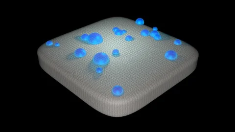 Water drops on absorbent material . 3d animation Stock Footage 113300781