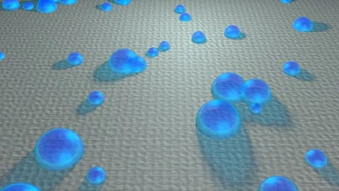 Water drops on absorbent material . 3d animation Stock-Footage 113300838