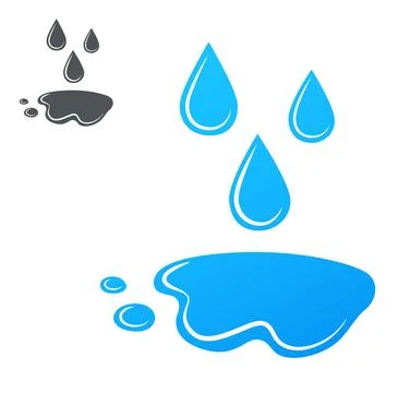 Water drops and small puddle vector icon. Blue water droplets cartoon 스톡 일러스트
