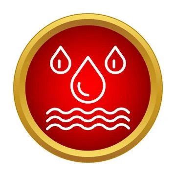 Water drops and waves in red gold icon Stock Illustration