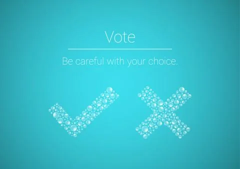 Water drops on blue background, check, cross sign Illustrazione stock