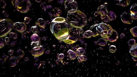 Water Drops bubbles on black background. 3d rendering. 스톡 일러스트